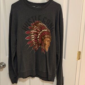 Hustle Gang Charcoal Sweater with Native Graphic